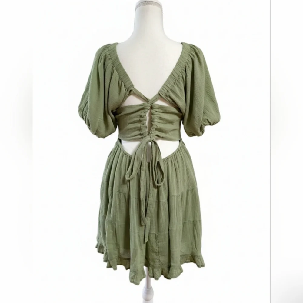 Free People Women's Perfect Day Cotton Mini Dress in Grasslands Green - Picture 6 of 11
